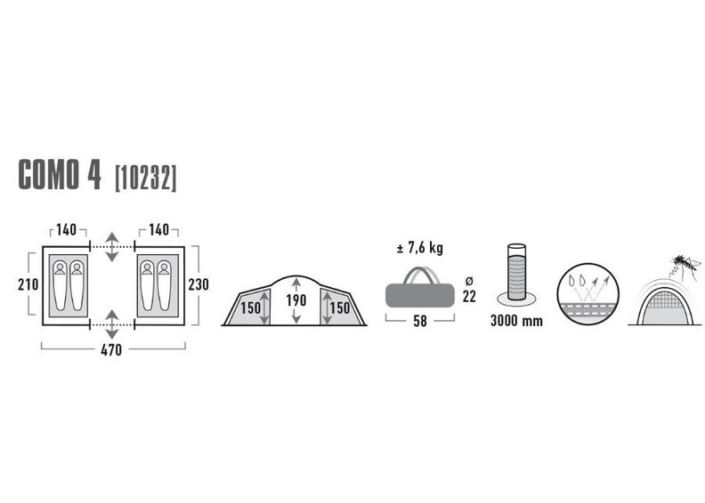 Teltta Como 4 tummanharmaa / punainen High Peak kuvasuurennos