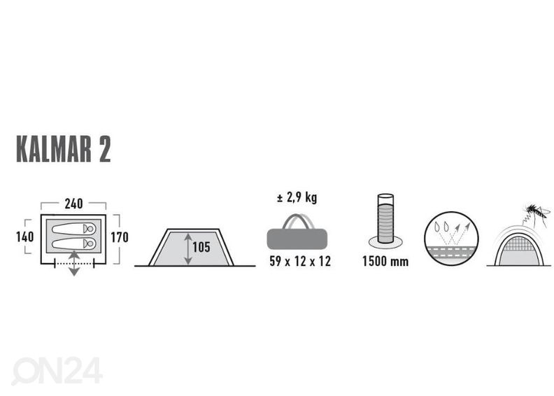 Teltta Kalmar 2 High Peak sininen/harmaa kuvasuurennos