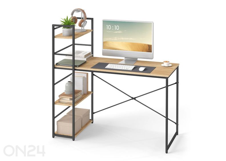 Tietokonepöytä hyllyllä Sonoma tammi / musta kuvasuurennos