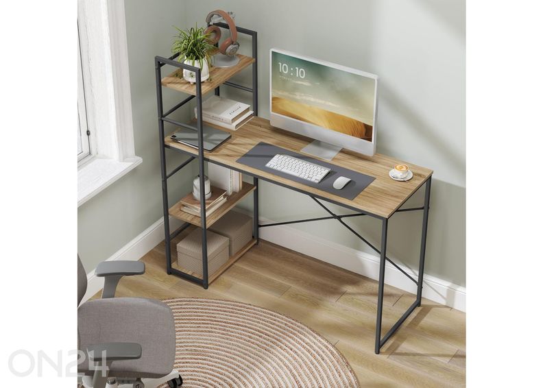 Tietokonepöytä hyllyllä Sonoma tammi / musta kuvasuurennos