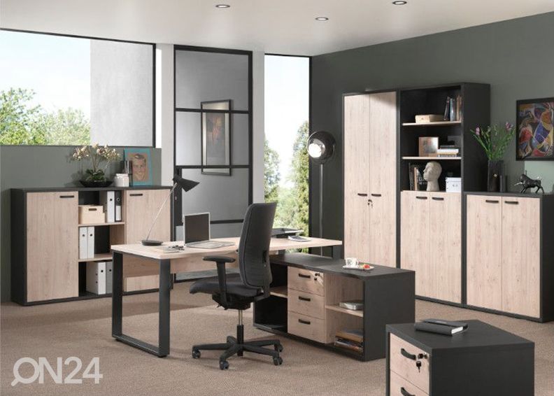 Toimistokaappi/ laatikosto Capo, musta/ kastanja kuvasuurennos