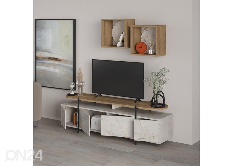 TV-taso + 2 seinähyllyä kuvasuurennos