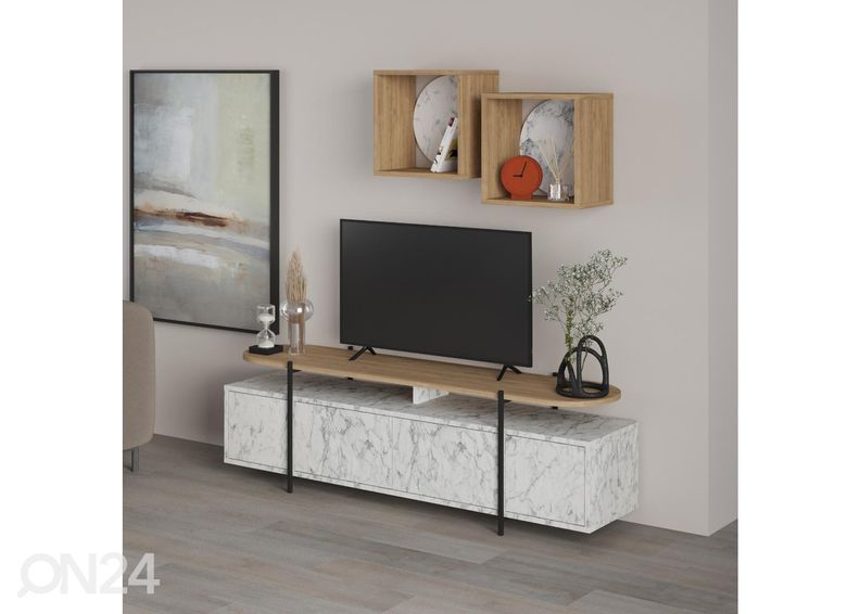 TV-taso + 2 seinähyllyä kuvasuurennos