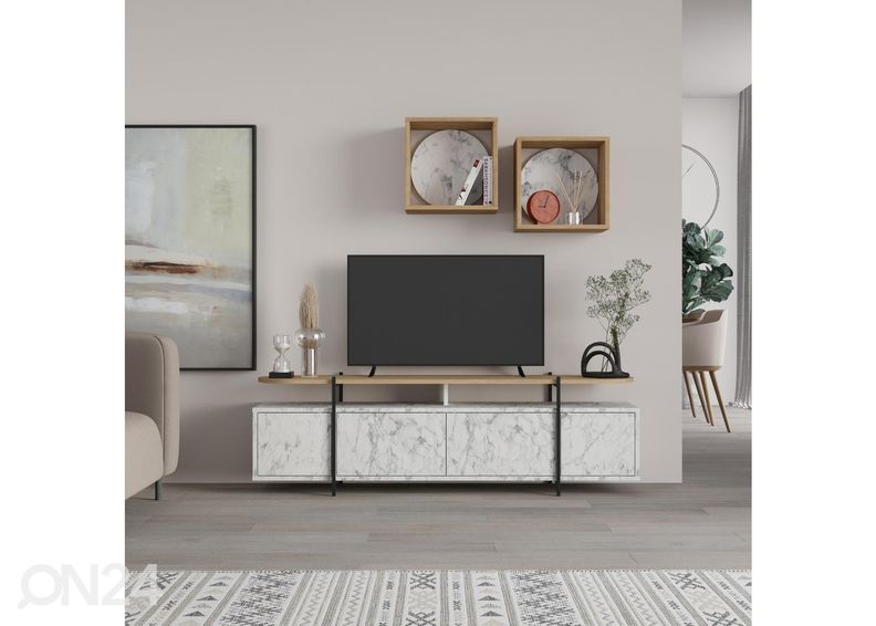 TV-taso + 2 seinähyllyä kuvasuurennos