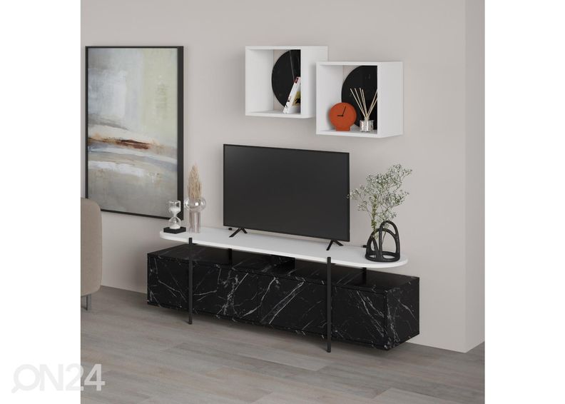 TV-taso + 2 seinähyllyä kuvasuurennos