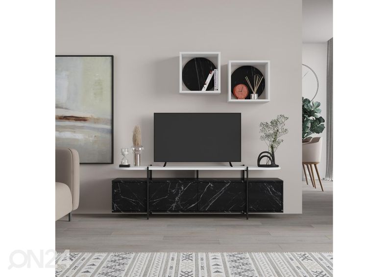 TV-taso + 2 seinähyllyä kuvasuurennos