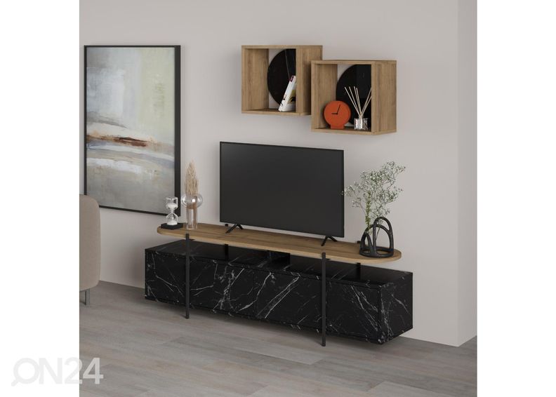 TV-taso + 2 seinähyllyä kuvasuurennos