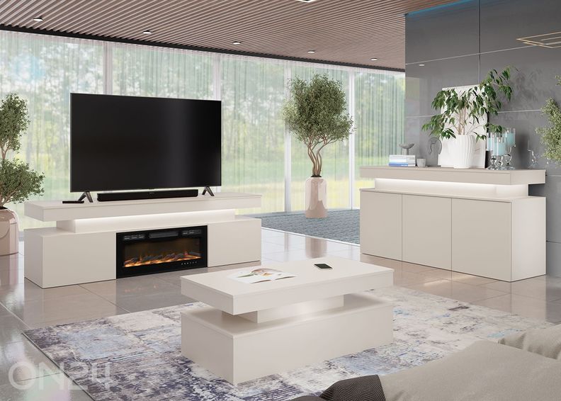 TV-taso Glossa 190 cm + sähkötakka + LED kuvasuurennos