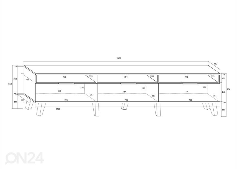 TV-taso Kilty 240 cm kuvasuurennos