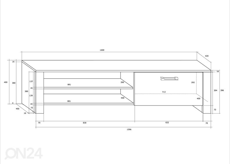 TV-taso Midleton 160 cm kuvasuurennos