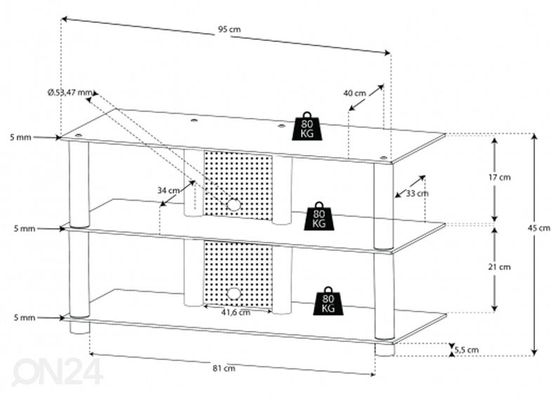 TV-taso Netasa, musta lasi kuvasuurennos
