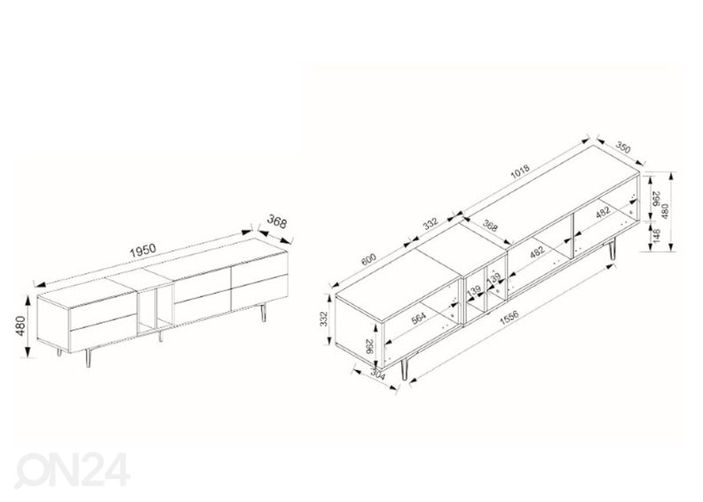 TV-taso Nola, artisan tammi/ musta kuvasuurennos