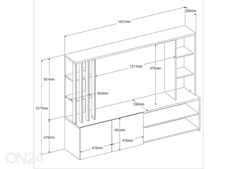 TV-taso Shade 184 cm kuvasuurennos