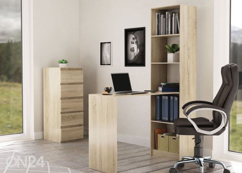 Työpöytä ja hyllykkö Remo kuvasuurennos