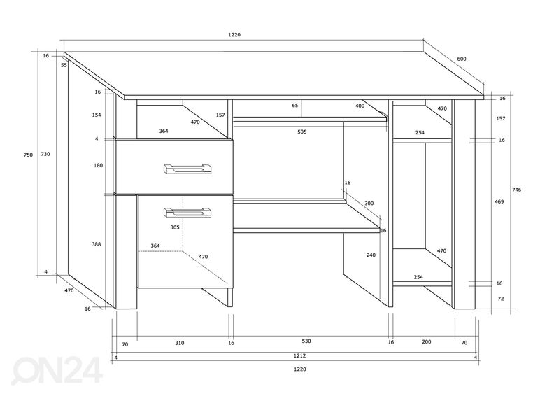 Työpöytä Midleton 122 cm kuvasuurennos