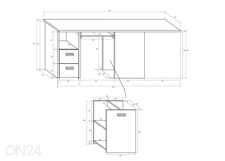 Työpöytä Ville 191 cm kuvasuurennos
