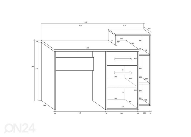 Työpöytä Youghal 127 cm kuvasuurennos