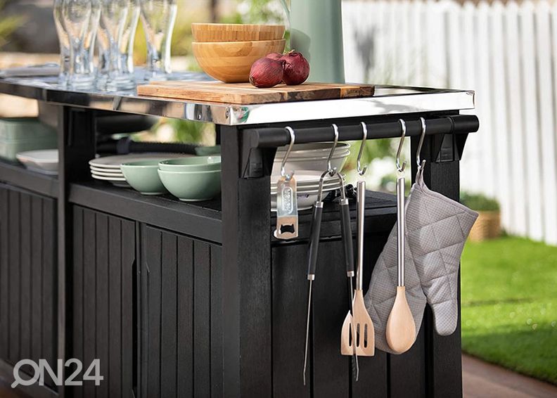 Ulkokeittiö pesualttaalla Keter Unity Chef 51x237 cm, grafiit kuvasuurennos