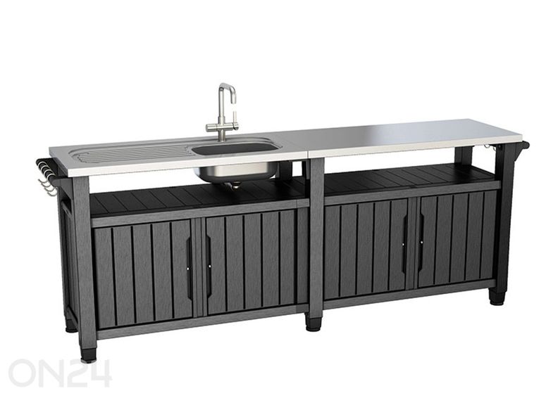 Ulkokeittiö pesualttaalla Keter Unity Chef 51x237 cm, grafiit kuvasuurennos