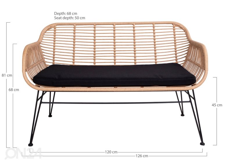 Ulkosohva Trieste 120 cm kuvasuurennos