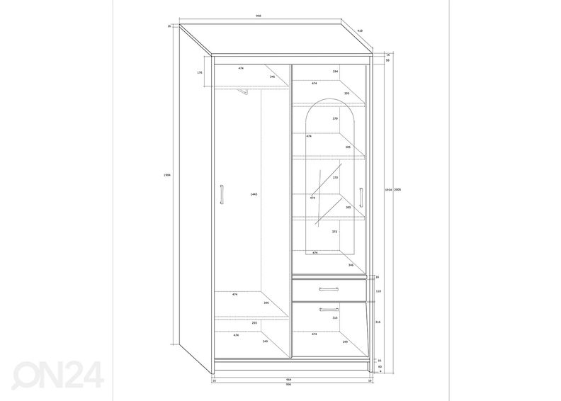 Vaatekaappi 100 cm kuvasuurennos