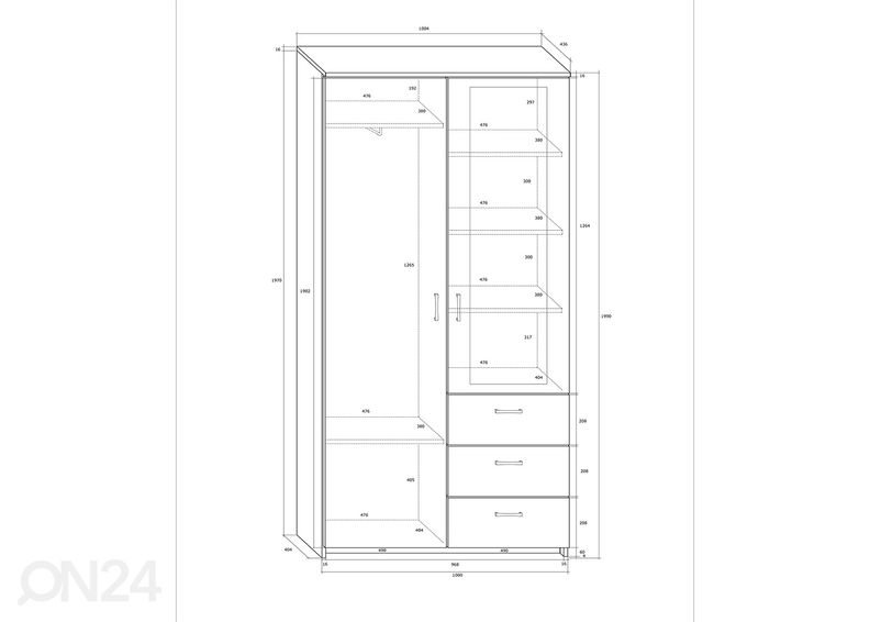 Vaatekaappi 100x44 cm kuvasuurennos