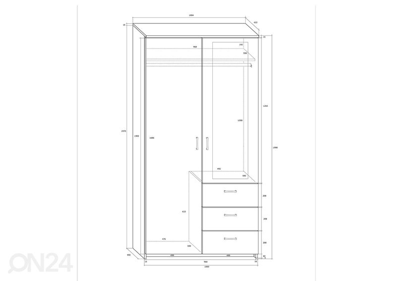 Vaatekaappi 100x62 cm kuvasuurennos