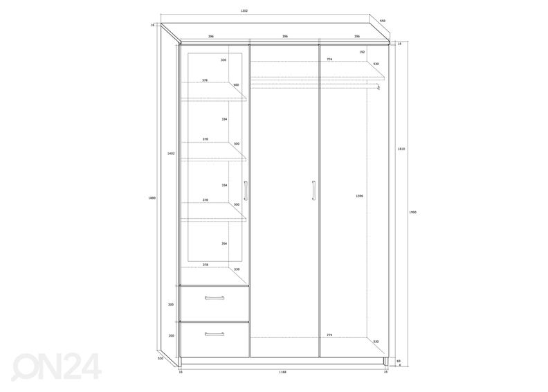 Vaatekaappi 120 cm kuvasuurennos