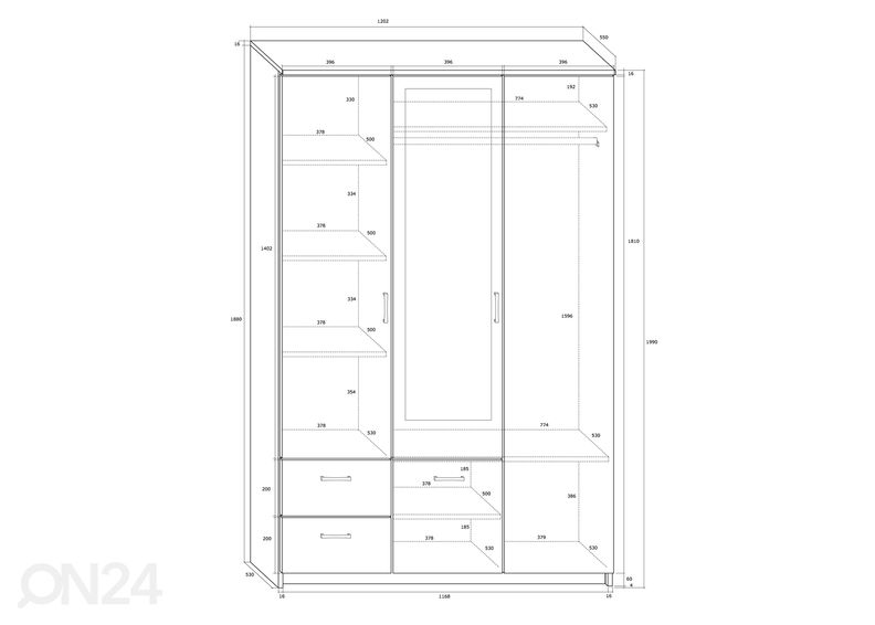 Vaatekaappi 120 cm kuvasuurennos