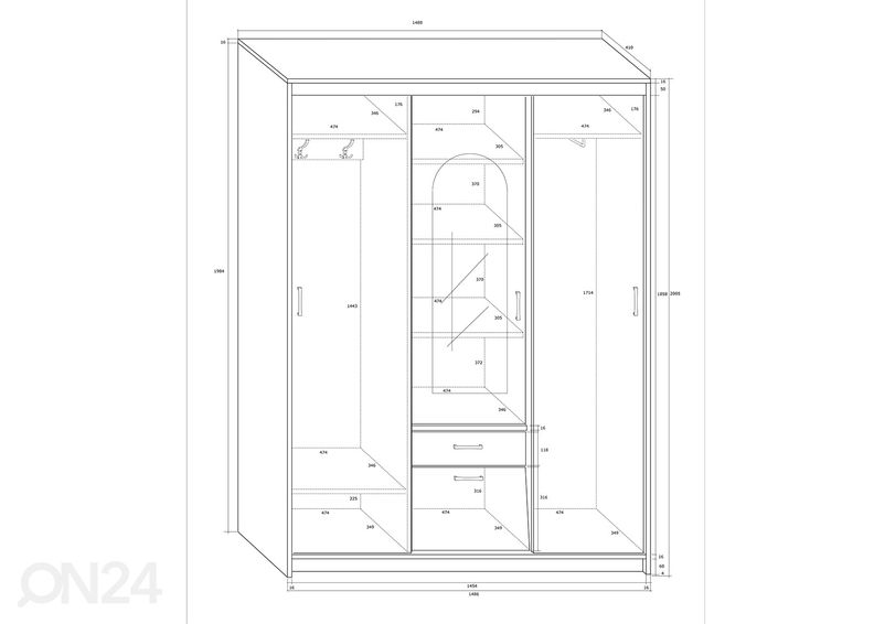 Vaatekaappi 149 cm kuvasuurennos