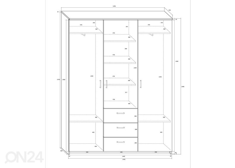 Vaatekaappi 150x44 cm kuvasuurennos