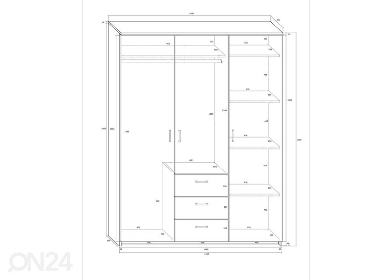 Vaatekaappi 150x62 cm kuvasuurennos