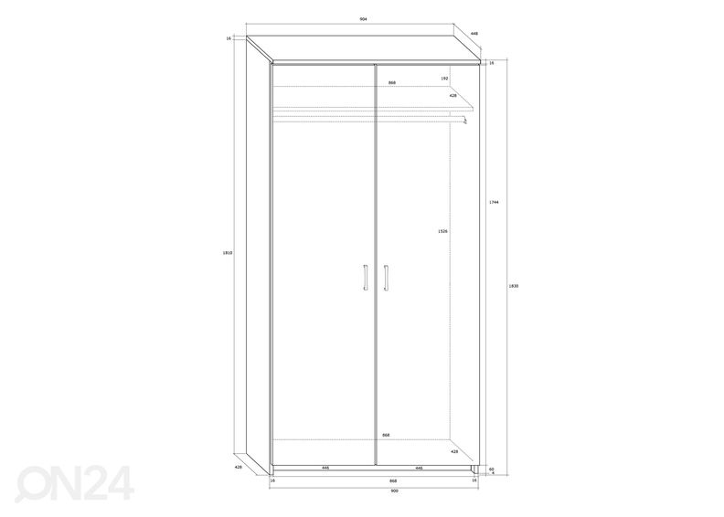 Vaatekaappi 90 cm kuvasuurennos