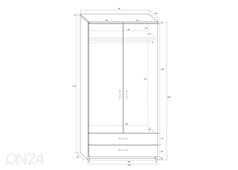 Vaatekaappi 90 cm kuvasuurennos