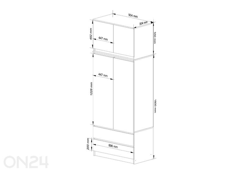 Vaatekaappi 90 cm, leppä kuvasuurennos
