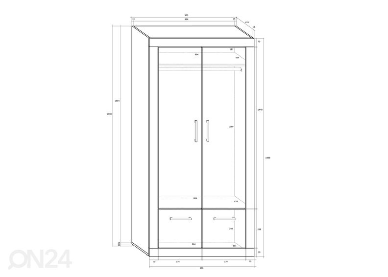 Vaatekaappi Bally 90 cm kuvasuurennos