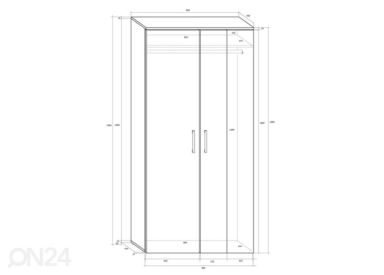 Vaatekaappi Bantry 90 cm kuvasuurennos