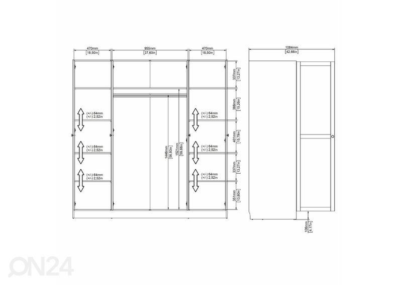 Vaatekaappi Billund 4, 195 cm valkoinen kuvasuurennos