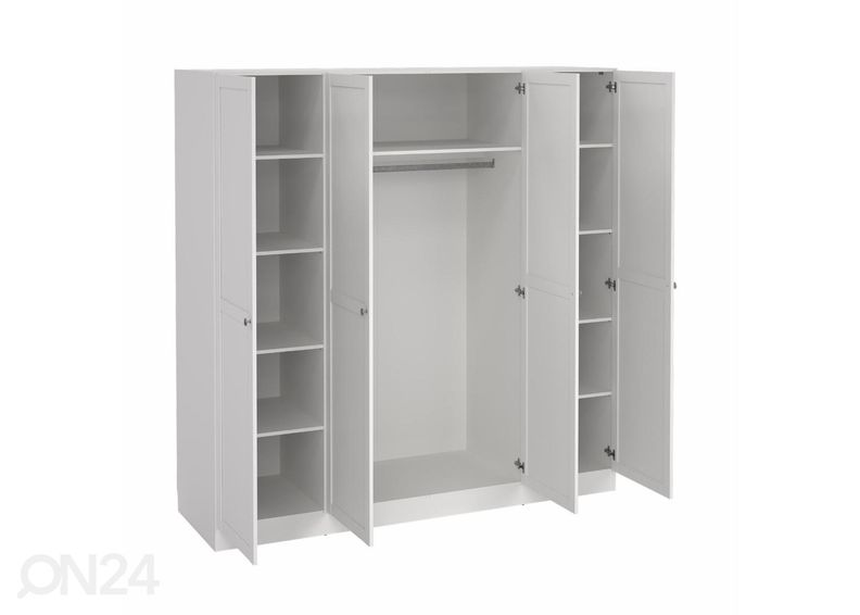 Vaatekaappi Billund 4, 195 cm valkoinen kuvasuurennos