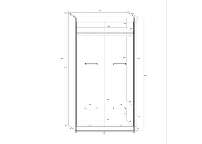 Vaatekaappi Cobhy 100 cm kuvasuurennos