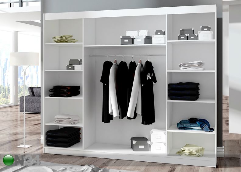 Vaatekaappi liukuovilla 250 cm kuvasuurennos