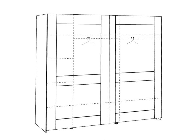 Vaatekaappi liukuovilla 250 cm kuvasuurennos