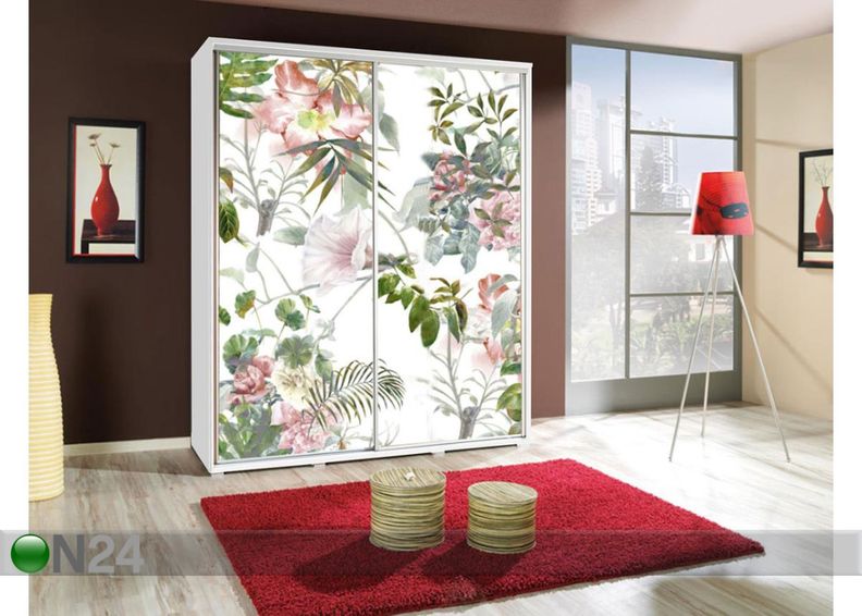 Vaatekaappi liukuovilla Penelopa 155 cm grafiikalla kuvasuurennos