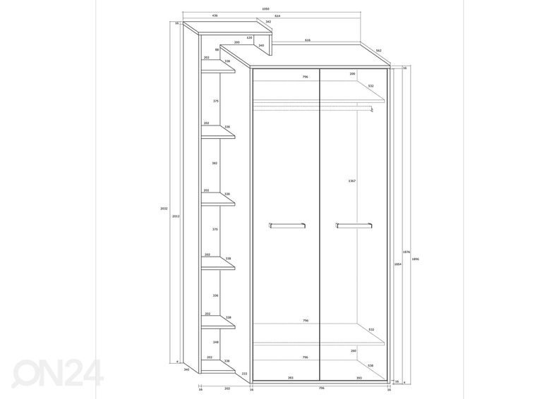 Vaatekaappi Macroom 105 cm kuvasuurennos