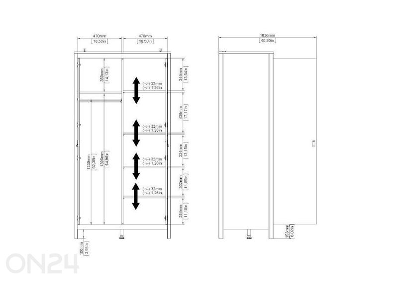 Vaatekaappi Madrid 102 cm kuvasuurennos
