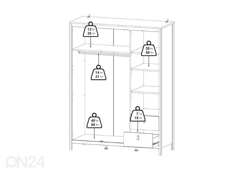 Vaatekaappi Madrid 150 cm kuvasuurennos