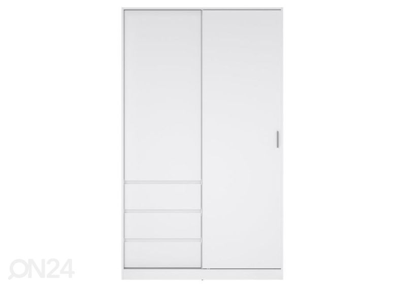 Vaatekaappi Naia 118 cm, valkoinen/korkeakiilto kuvasuurennos