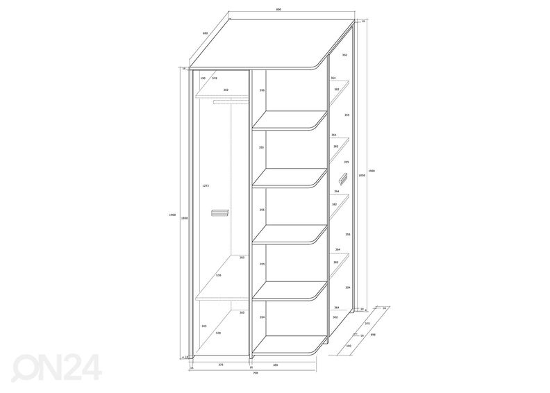 Vaatekaappi Remo 80 cm kuvasuurennos