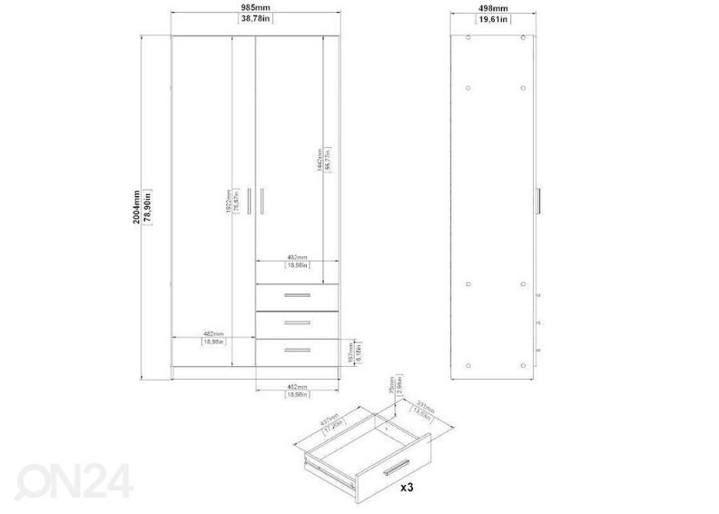 Vaatekaappi Sprint 98,5 cm kuvasuurennos