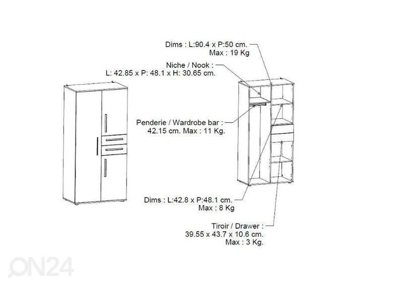 Vaatekaappi Versatil 90,4 cm kuvasuurennos